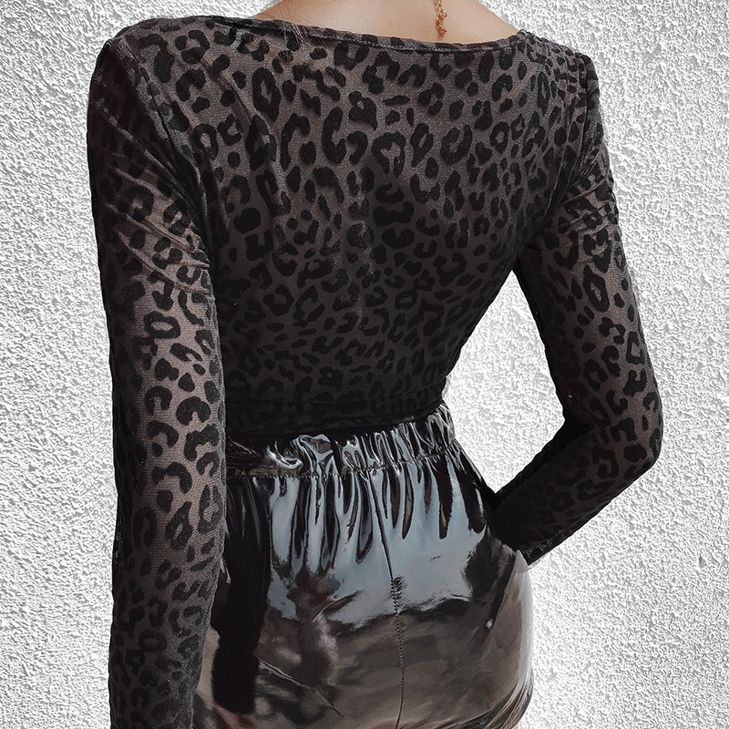Leopard print stitched onesie
